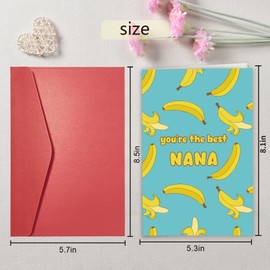 Qiavor Funny Mothers Day Card for Grandma, Banana Pun Mothers Day Card for Nana, Birthday Card Gifts for Grandmother, Best Nana Card