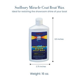 Sudbury Miracle Coat Boat Wax, Protective Wax Coating for Fiberglass Boats, Essential Boat Accessories, Liquid, 16 oz.