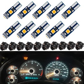 Paquete de 10 bombillas LED ámbar T5 2721 37 74 de cuña PC74 de repuesto para salpicadero, panel de instrumentos, luces LED
