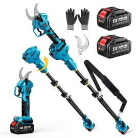 SEESII 2-in-1 Pole Pruning Shears: 1.6" Cutting Diameter Cordless Electric Pole Pruners - Brushless Motor, Dual 4.0Ah Batteries, Extra SK5 Blade, 4 Modes Adjustable Branches Cutter for Tree & Flower