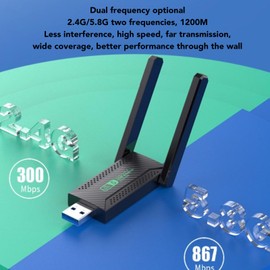 USB WiFi Adapter, WiFi6 1200Mbps High Speed WiFi Dongle, USB 3.0 Dual Band 5.8G 2.4G Network Adapter for Desktop Laptop PC with Dual 5dBi Antennas
