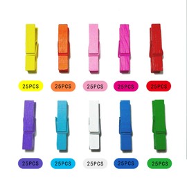 CUWELT 250pcs Colourful Mini Wooden Pegs, 3.5CM Mini Colored Wooden Clips, Wooden Clothespins with 30m Jute Twine String for Decorative Photo Paper Wall DIY, Tiny Pegs for Arts & Crafts Wedding Party