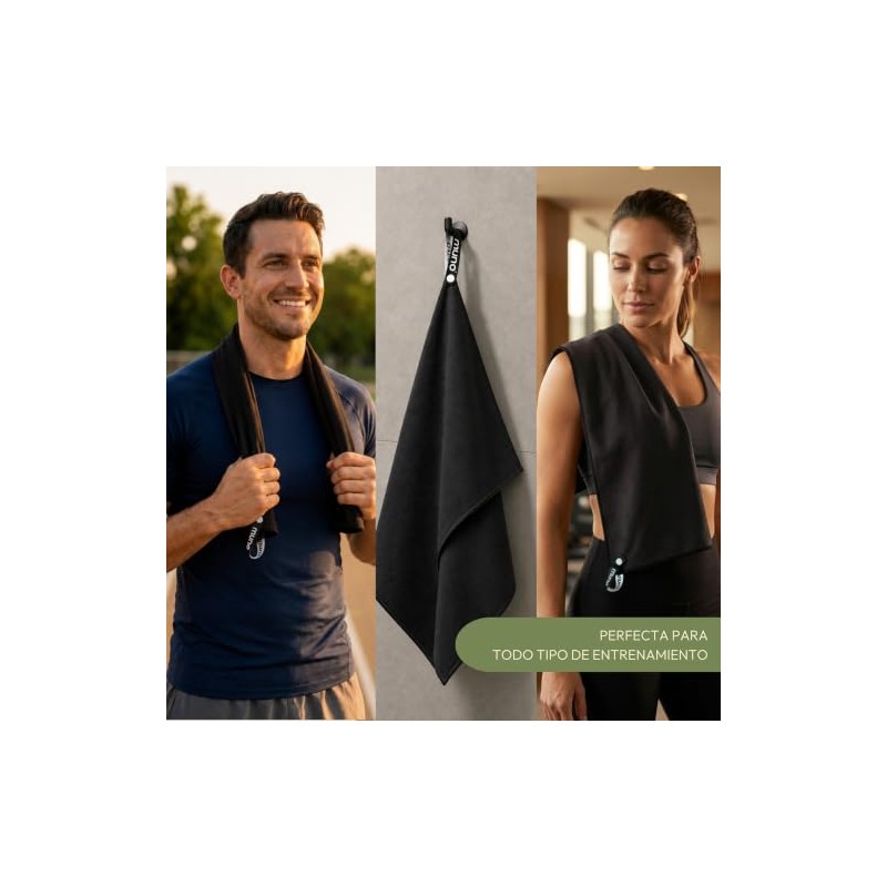 muno+ Toallas de Microfibra para Gym 65×39 cm con Lazo