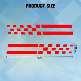 Zpana Car Checkered Flag Decal, 2PCS Waterproof Reflective Stripe Vehicle Stickers for Body Bumper, Lattice Grid Graphic Automotive Exterior Decoration, Universal for Truck SUV Sedan (Red)