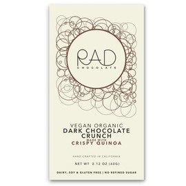Rad Chocolate Vegan Dark Crunchy Coconut Sugar | 3 Pack | Certified Organic | Gluten & Soy Free Chocolate | Paleo Friendly