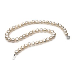 Single White 7-8mm A Quality Freshwater 925 Sterling Silver Cultured Pearl Necklace For Women-18 in Princess length