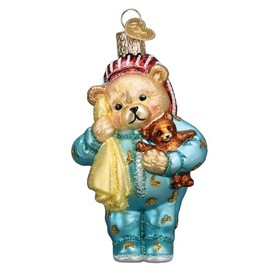 Old World Christmas Ornaments Bedtime Teddy Bear Glass Blown Ornaments for Christmas Tree