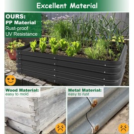 waaliji 3x3x1 FT Raised Garden Bed with Steel Cable, Elevated PP Planter Box Stand for Gardening, Backyard Patio Ground Raised Bed for Planting Vegetables Flower Herb and Succulents, Black