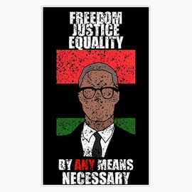 Malcom X Freedom Justice Equality By Any Means Necessary Bumper Sticker Vinyl Decal 5 inches