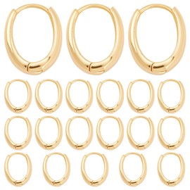 SUNNYCLUE 1 Box 20Pcs Real 18K Gold Plated Brass Huggie Hoop Earrings Oval Earring Hooks Bulk Metal Round Ring Tiny Cartilage Hook Hoops with Latch Back Closure for Jewellery Making DIY Craft Supplies