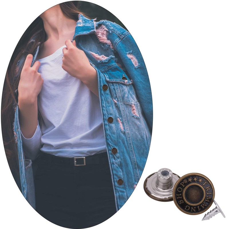 Trimming Shop Jeans Button Hammer on 14mm Brass Tack Fasteners
