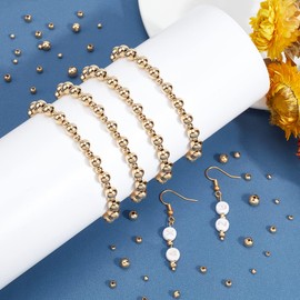 NBEADS 360 abalorio de latón macizo chapado en oro de 24 quilates, abalorio espaciadoras de metal de 5 tamaños, abalorio doradas para hacer pulseras, collares, arete, joyas, agujero de 1 a 2 mm