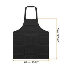 QUARKZMAN Kitchen Cooking Aprons Polyester Art Aprons Potter's Apron Waterproof Artist Painting Apron with 2 Pockets for Home Catering Crafts Garden BBQ Black, black