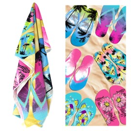 GEEZY Large Microfibre Beach Bath Towel Lightweight Sports Travel Gym Summer Towels (Flip Flops)