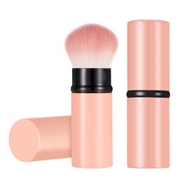 Falliny Retractable Makeup Brush, Travel Kabuki Face Blush Brush, Portable Powder Foundation Sunscreen Brush with Cover for Blush, Bronzer, Buffing, Flawless Powder Cosmetics
