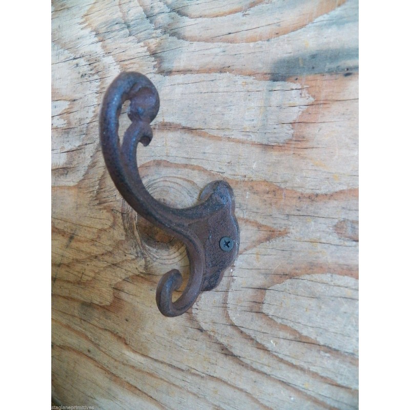Coat Hat Hooks Cast Iron Lot Set of 6 Double