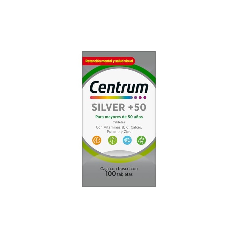 Centrum Silver +50 Multivitaminico, Con Magnesio, Vitamina B y Vitamina