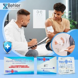 Sterile Mullkompressen aus Hydrophilem Baumwolle - 8 cm x 6 cm - 8 Lagen - Pakete mit 50 und 100 Stück in Umschlägen zu je 5 Einheiten - Hohe Saugfähigkeit, Latexfrei, Phthalatfrei - TEGOSA Medica