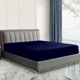 Sunshine Comforts Microfiber Fitted Sheets Breathable, Anti Wrinkle 26cm Deep Pocket Bed Sheets Double Bedding & Linen Navy/Royal Blue Bedding Double 137 X 190 CM Double Fitted Sheet