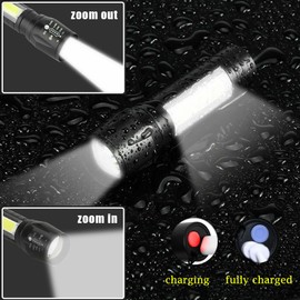 Wrrozz Led Flashlight Rechargeable USB Mini Torch Light, Ultra Brightest Small Flash Light Handheld Pocket Compact Portable Tiny Lamp with Side Lantern, High Powered Tactical Travel Flashlights 1 Pack