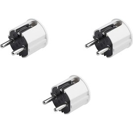 Meister Protective contact plug, 3 pieces, plastic, white, 250 V, 16 A, maximum cable cross section 2.5 mm², IP20 interior, side insertion, Schuko plug with strain relief, 7421620