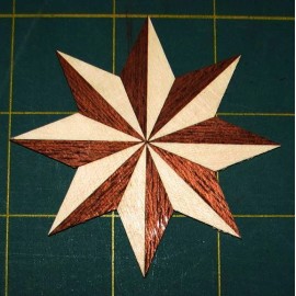 Wood Inlay Medallion - 8-point Star, Sapele and Holly 2-1/2"