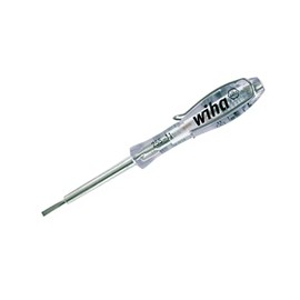 Wiha 25511 Insulated Single Pole Voltage Presence Detector with Amber LED Light, 110-250 Volts with 3.0mm Slotted Blade