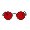 Retro Steampunk Style Round Vintage Sunglasses Black Metal Frame Red
