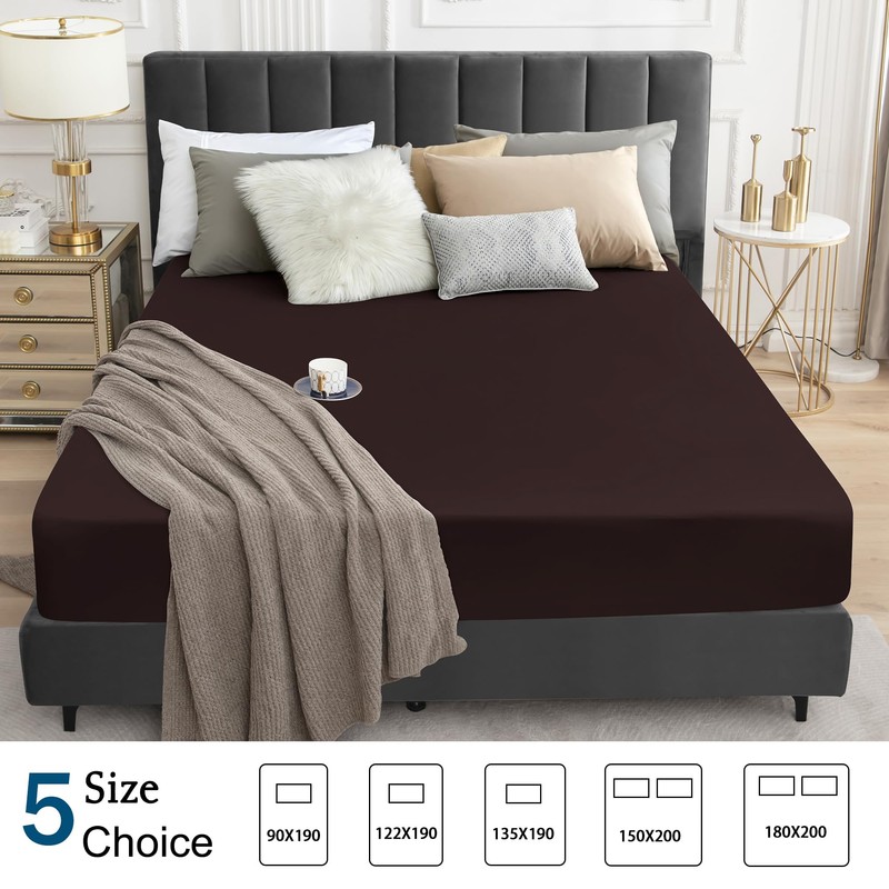 Sufdari Waterproof Mattress Protector, Small Double (4FT), 122x190cm, Brown, Microfiber,