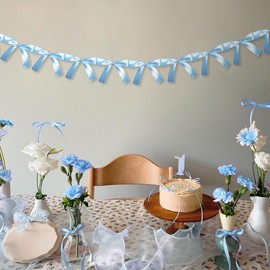 Blue Bow Garland Bows Decor Bow Banner Garland For Birthday Bridal Shower Bachelorette Baby Shower