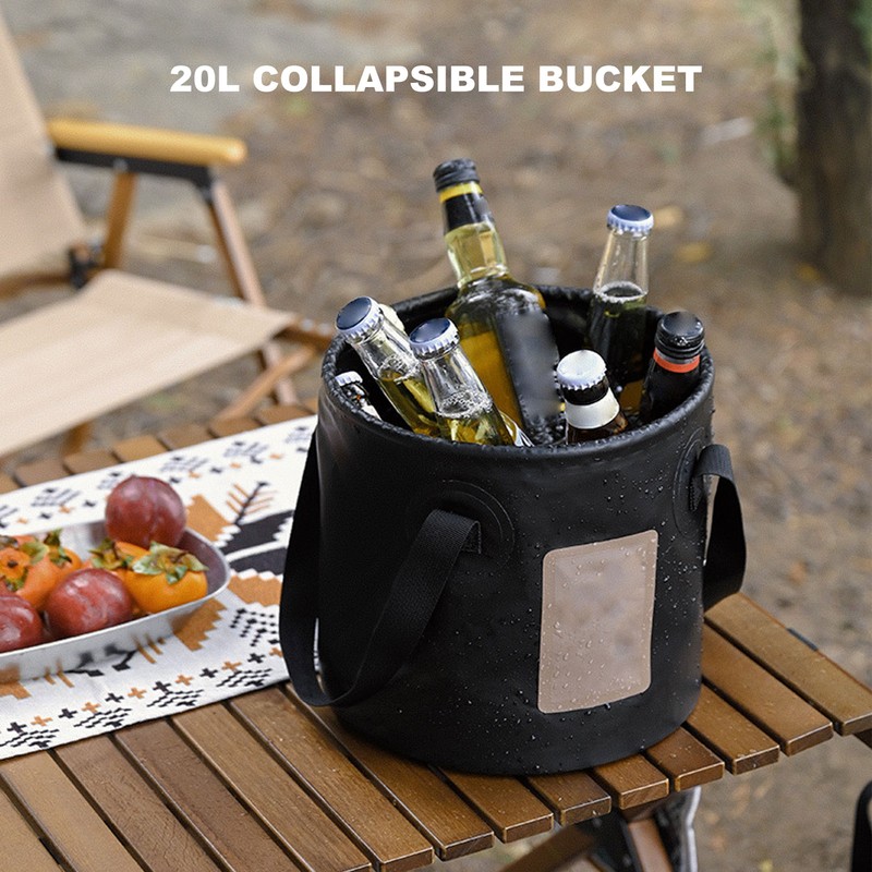20L Portable Camping Bucket PVC Folding Water Bucket High Capacity