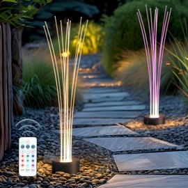 PASAMIC 41" Solar Garden Lights 2 Pack, Reed-Shaped Landscape Light with 10 Colors & 4 Modes RGB, Waterproof Solar Lights Outdoor with Remote, Outdoor Lights for Yard, Patio, Pathway, Indoor Decor