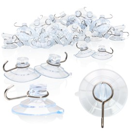 com-four® 40x suction cup holder, multi-purpose hook with metal hook and slot for fairy lights and other decorations