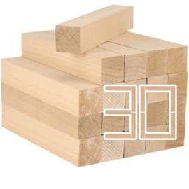 MANCHAP 30 Pack 6 x 1 x 1 Inch Basswood Carving Blocks, Soft Solid Unfinished Wood Whittling Blocks, Basswood Square Wood Blocks for Carving and Whittling