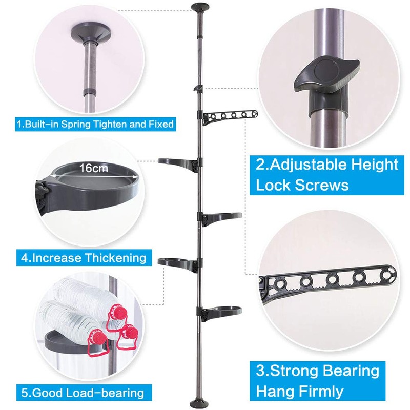 Hershii 5-Layer Indoor Plant Stand Pole Spring Tension Rod Corner