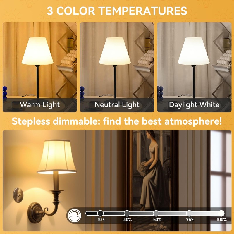 Neporal MagixPro Rechargeable Light Bulbs with Remote, USB + Socket