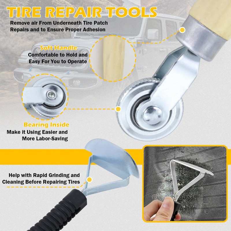 Kefly Air Tire Repair Kits, Wheel Polish Patch Tools, Includes