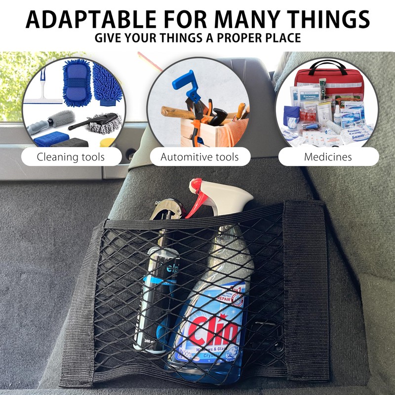 MyGadget 2 x Car Boot Mesh Bag Velcro [25 x