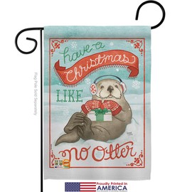 Breeze Decor Christmas Like No Otter Garden Flag Winter Santa Marry Xmas Present Reindeer Season Wintertime Snow Small Decorative Gift Yard House Banner Made in USA 13 X 18.5