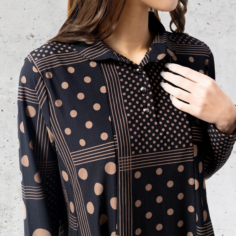 FLUTE.MF Women's Tunic Blouse, Loose, Body Cover, Flare, Cut and