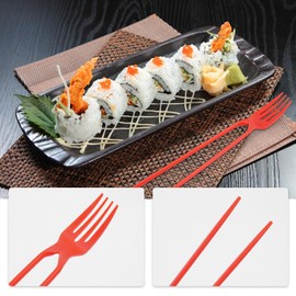 FDKYOEK 20 PCS Chopstick Fork, Plastic Chopsticks Fork Combo, Chopsticks for Beginners, Training Chopsticks for Adults, Disposable Forkchops Chopsticks for Outdoor Camping Picnic, Red