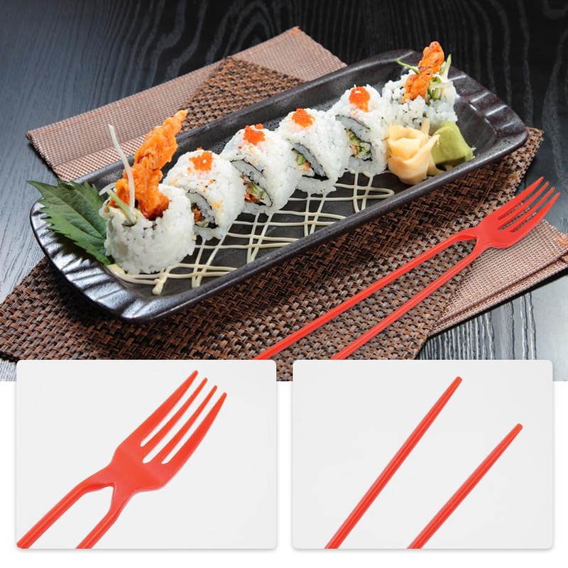 FDKYOEK 20 PCS Chopstick Fork, Plastic Chopsticks Fork Combo, Chopsticks