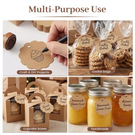SallyFashion 100PCS Kraft Paper Gift Tags with String, Round Circle & Cupcake Designs for Clothing & Gifts