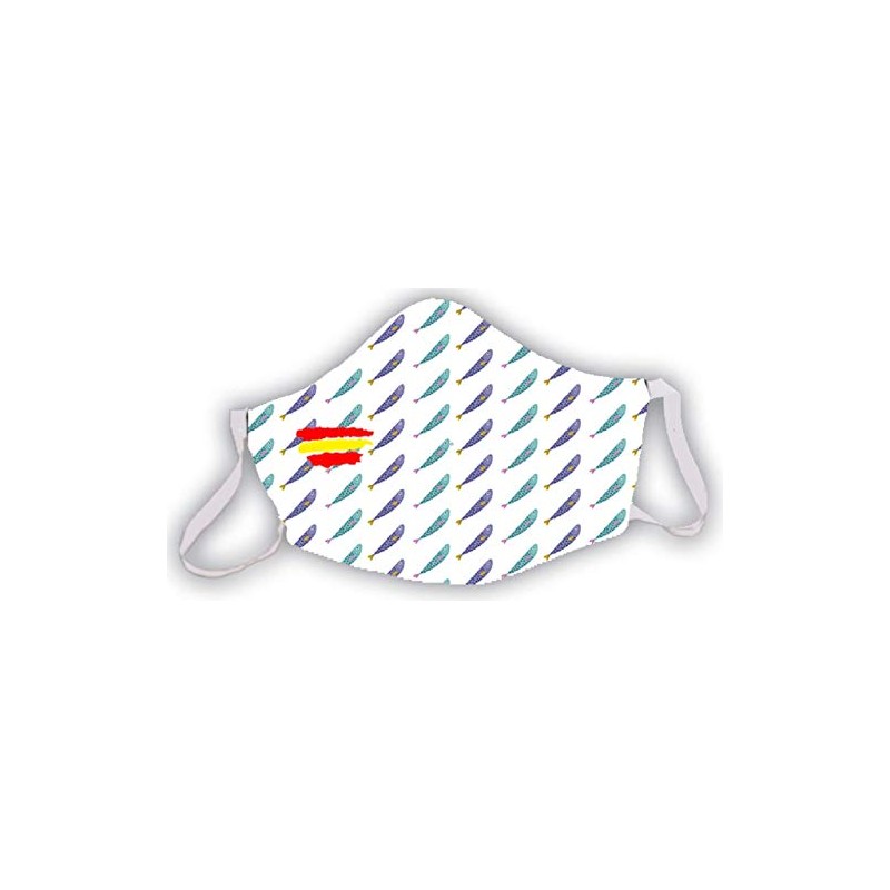 Reusable Mask White Flag Spain Fish Colours Pattern Elegant Original