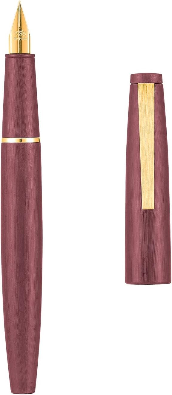 Jinhao 80 - Pluma estilográfica de fibra de carbono cepillada, punta extrafina, gris con clip plateado