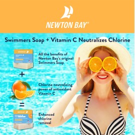 Newton Bay Swimmers Soap + Vitamin C | All Natural Body and Face Wash Soap Bar | Neutralizes and Washes Away Chlorine After Swimming | Revitalizes Sensitive Skin | Single 4 Ounce Soap Bar
