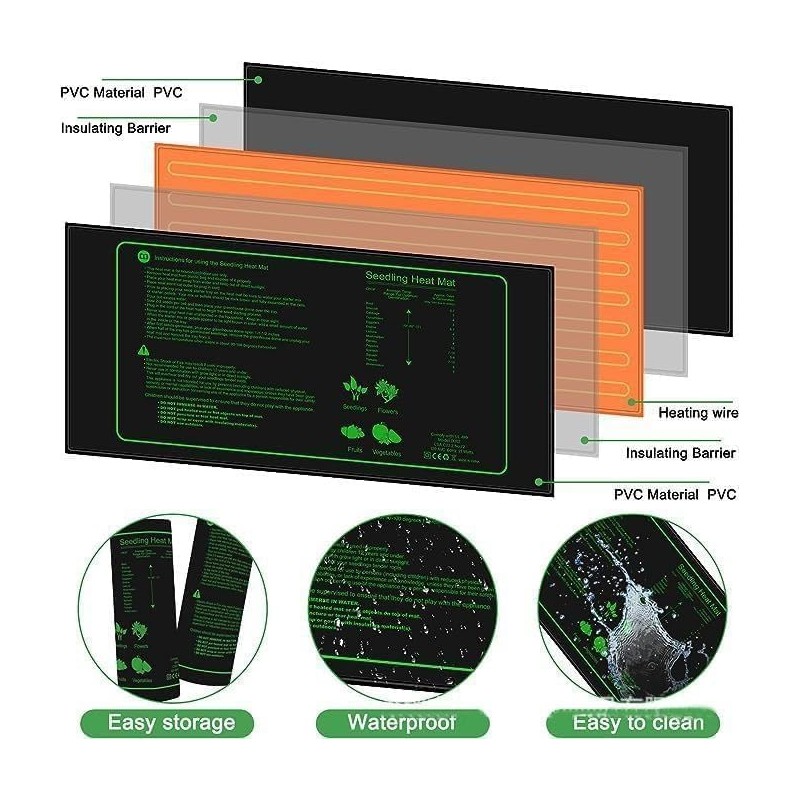 Seedling Heat Mat with Thermostat Durable Waterproof Heat Mat