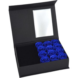 Garkria Valentine's Day Rose Jewelry Box Preserved Flower Rose Box Decorative Jewelry Box Preserved Flower Gift Box Jewelry Storage Box for Valentine's Day Wedding Party Supply - Blue