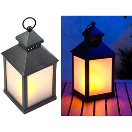Lunartec Garden Lantern: LED Lantern with Realistic Flame Play and Timer, Black (LED Lantern Outdoor, LED Lantern with Timer for Outdoors, Garden Decoration Lighting)