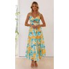 Womens Summer Spaghetti Strap Flowy Maxi Dress Boho Floral Ruffle